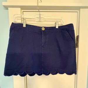 Navy Blue Scalloped Hem Skort